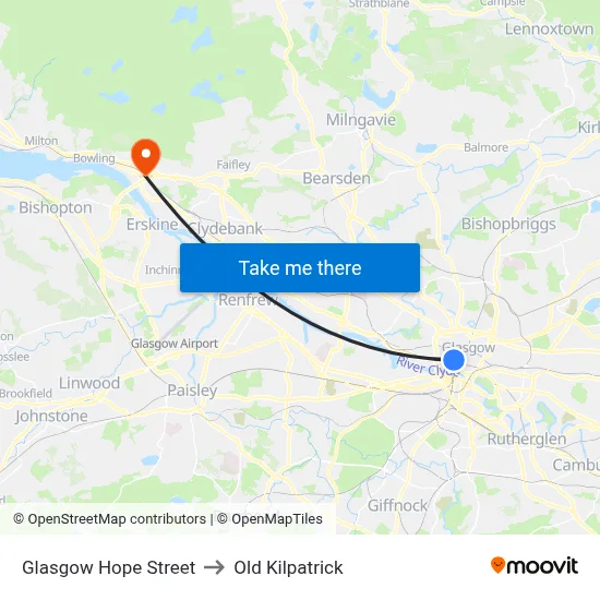 Glasgow Hope Street to Old Kilpatrick map