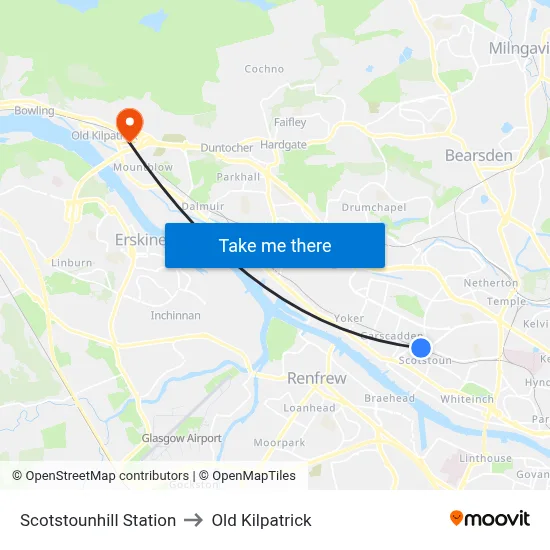 Scotstounhill Station to Old Kilpatrick map