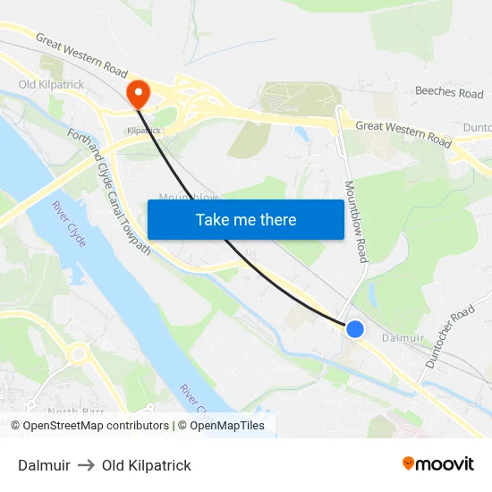 Dalmuir to Old Kilpatrick map