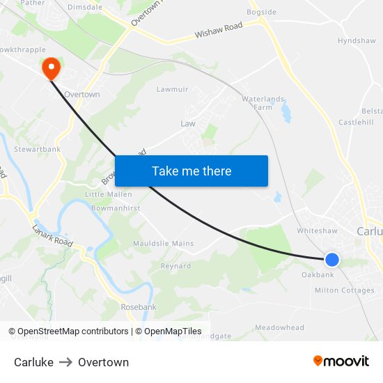 Carluke to Overtown map