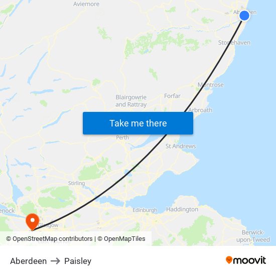 Aberdeen to Paisley map