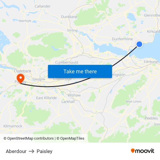 Aberdour to Paisley map