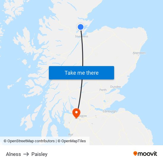 Alness to Paisley map