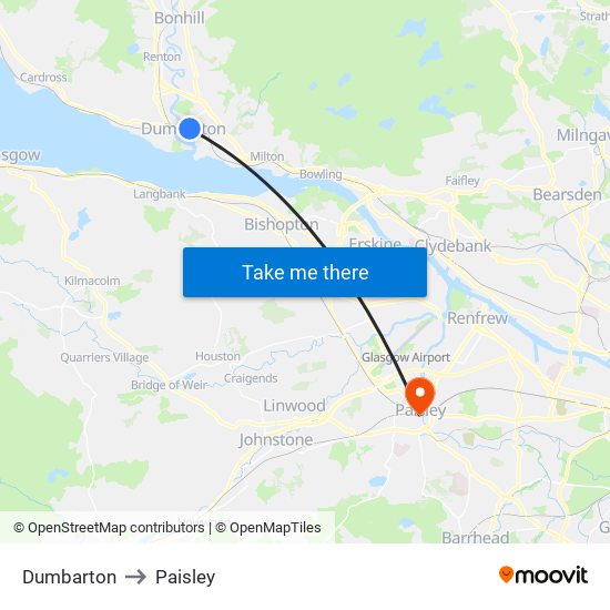 Dumbarton to Paisley map