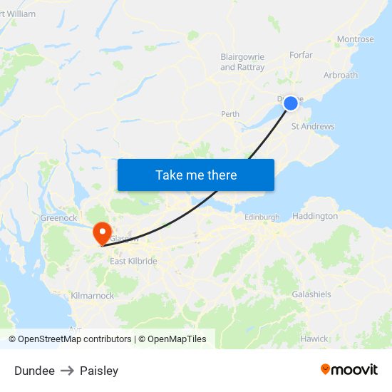 Dundee to Paisley map