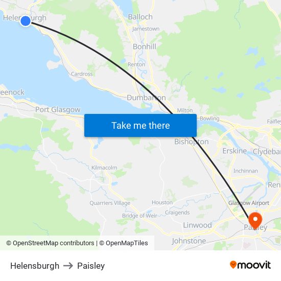 Helensburgh to Paisley map