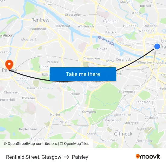 Renfield Street, Glasgow to Paisley map