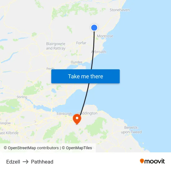 Edzell to Pathhead map