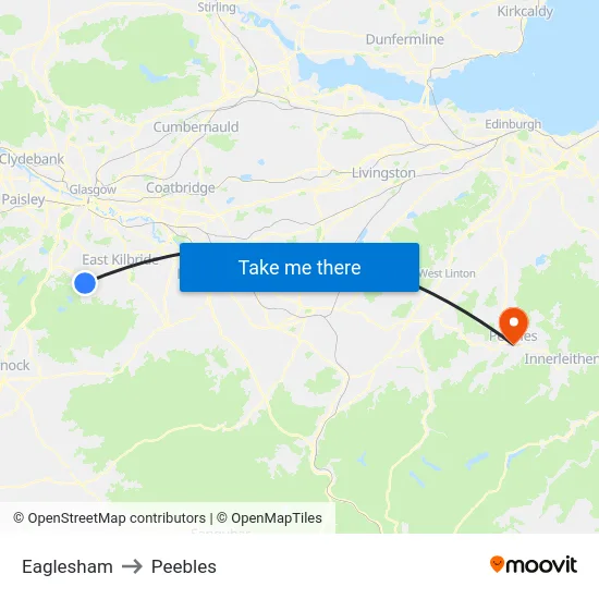 Eaglesham to Peebles map