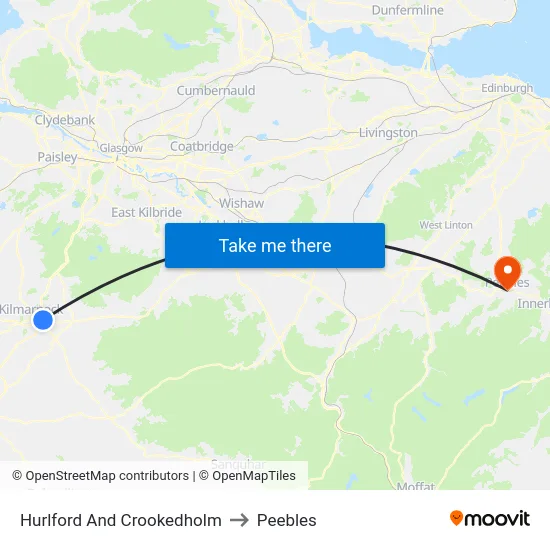 Hurlford And Crookedholm to Peebles map