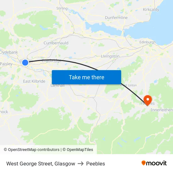 West George Street, Glasgow to Peebles map