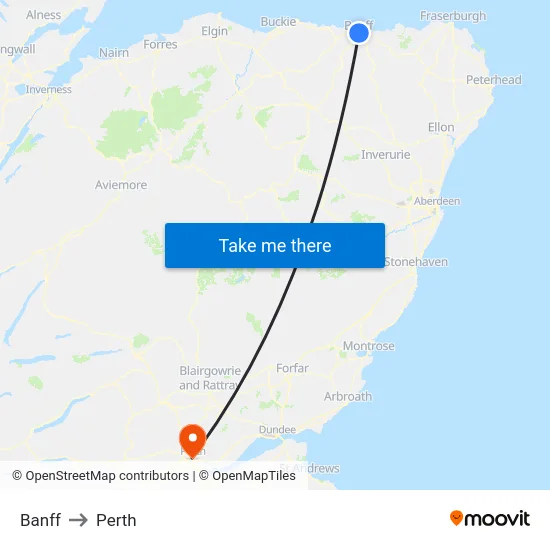 Banff to Perth map