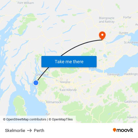 Skelmorlie to Perth map