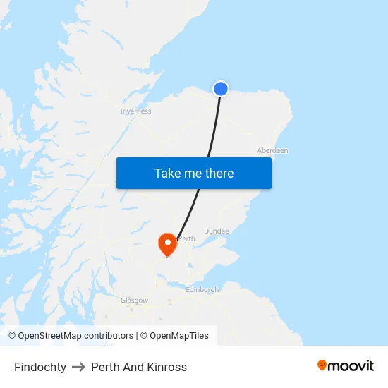 Findochty to Perth And Kinross map