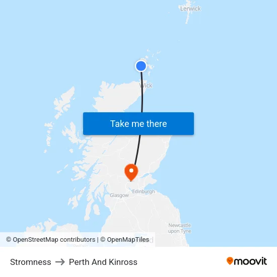 Stromness to Perth And Kinross map
