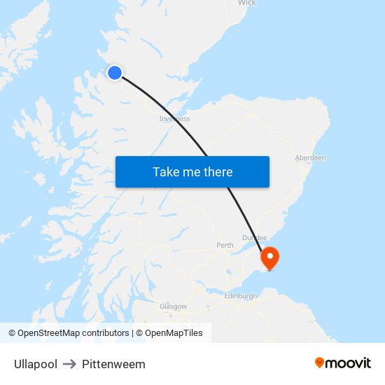 Ullapool to Pittenweem map