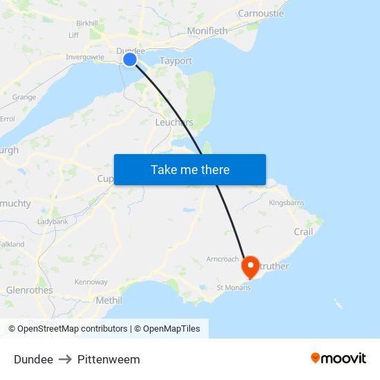 Dundee to Pittenweem map