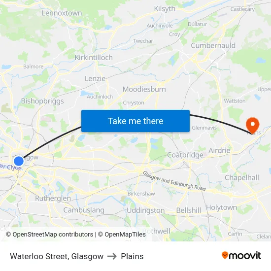 Waterloo Street, Glasgow to Plains map