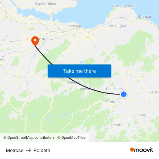 Melrose to Polbeth map