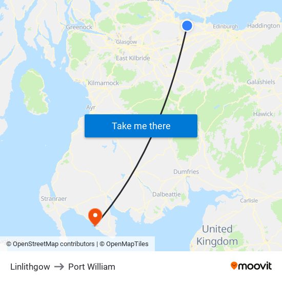 Linlithgow to Port William map