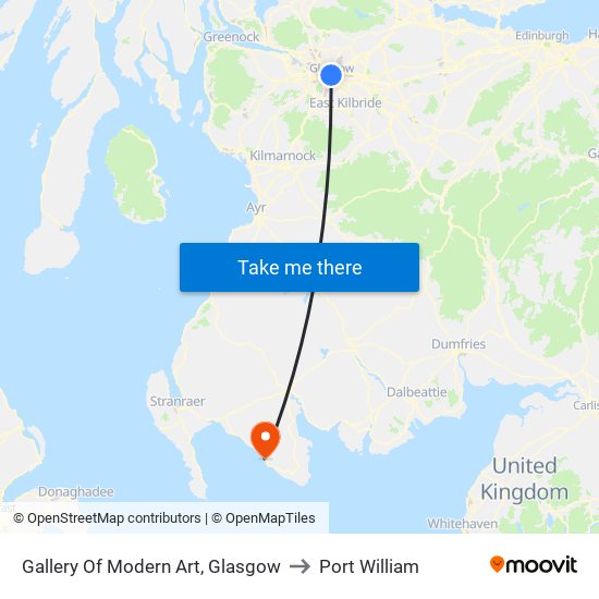 Gallery Of Modern Art, Glasgow to Port William map