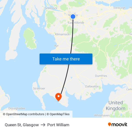 Queen St, Glasgow to Port William map