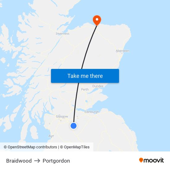 Braidwood to Portgordon map