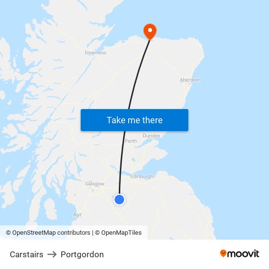 Carstairs to Portgordon map