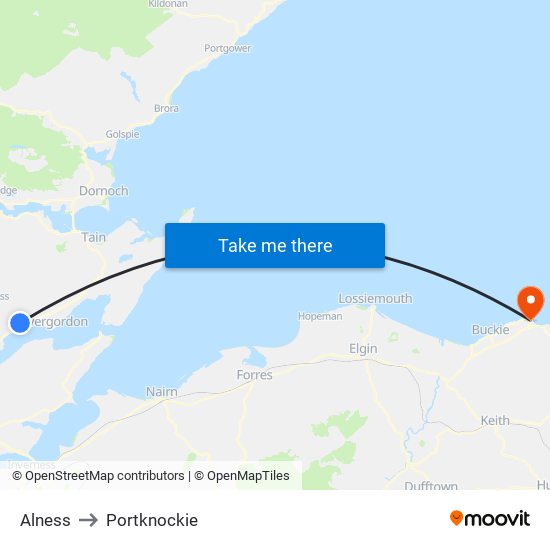 Alness to Portknockie map