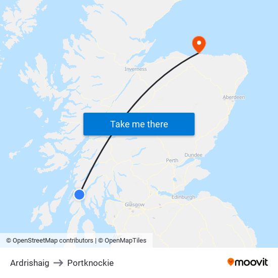 Ardrishaig to Portknockie map