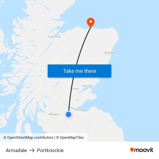 Armadale to Portknockie map