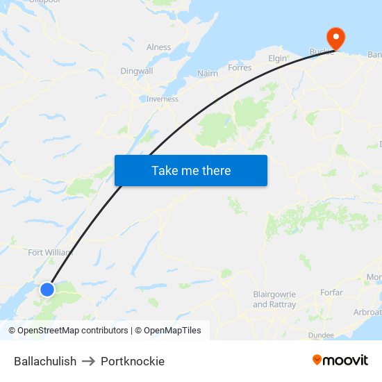 Ballachulish to Portknockie map