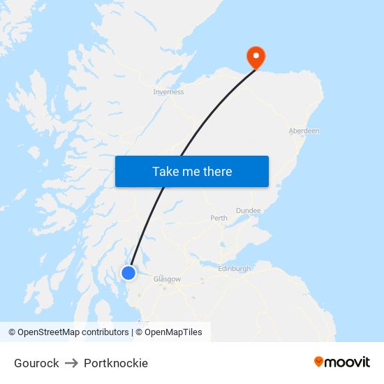 Gourock to Portknockie map