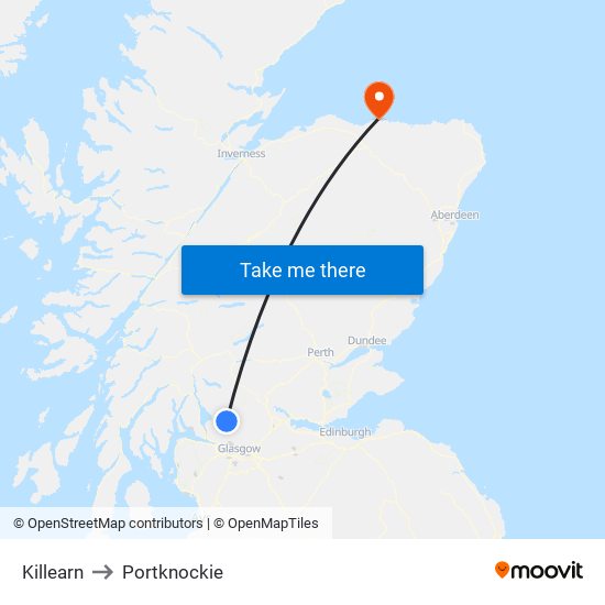 Killearn to Portknockie map