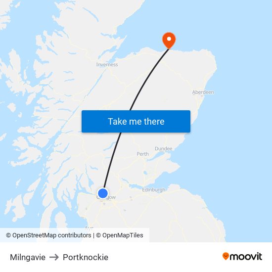 Milngavie to Portknockie map