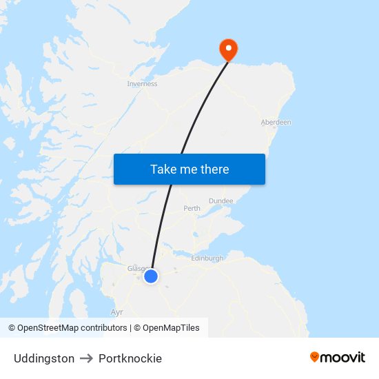 Uddingston to Portknockie map