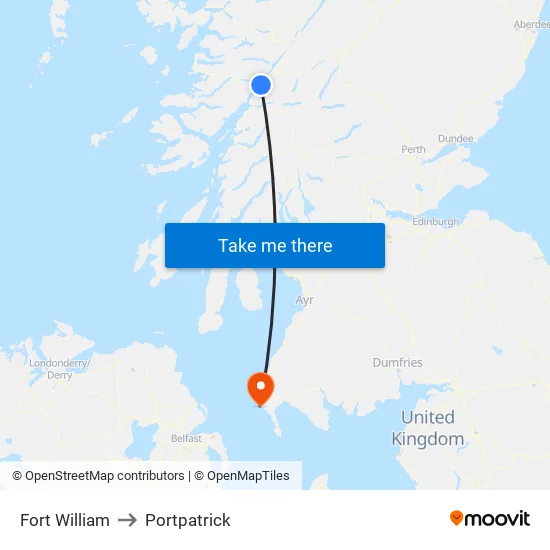 Fort William to Portpatrick map