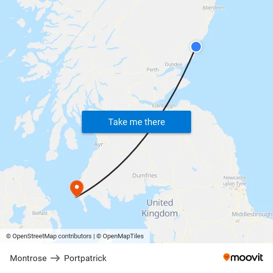 Montrose to Portpatrick map
