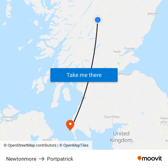 Newtonmore to Portpatrick map