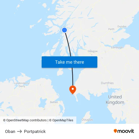 Oban to Portpatrick map
