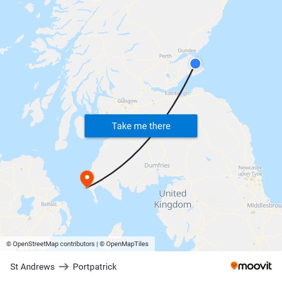 St Andrews to Portpatrick map