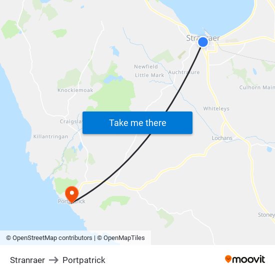 Stranraer to Portpatrick map