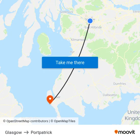 Glasgow to Portpatrick map