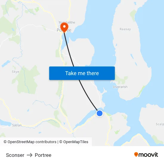 Sconser to Portree map