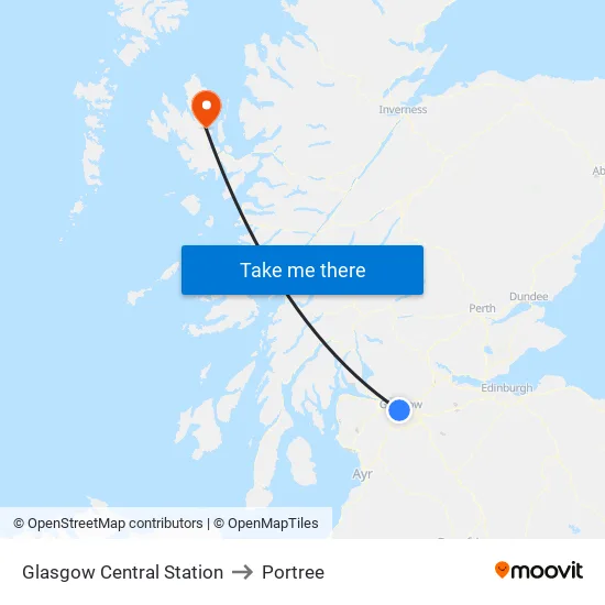 Glasgow Central Station to Portree map