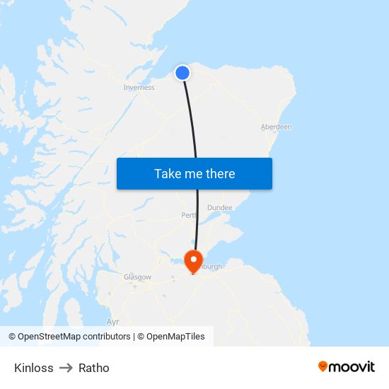 Kinloss to Ratho map