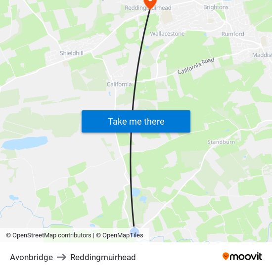 Avonbridge to Reddingmuirhead map