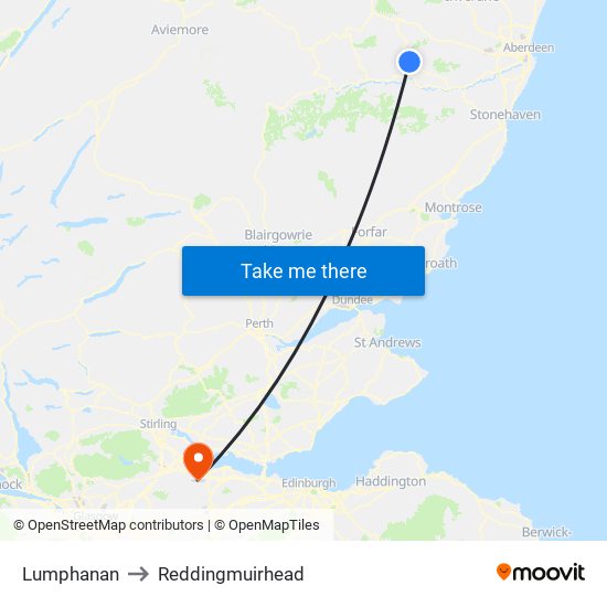 Lumphanan to Reddingmuirhead map