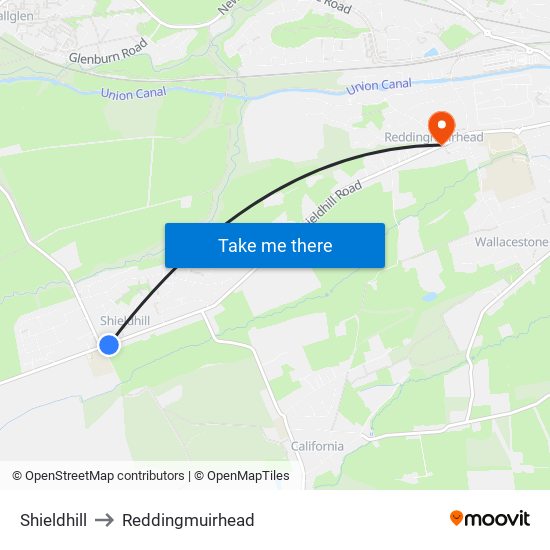 Shieldhill to Reddingmuirhead map