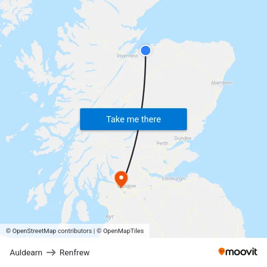 Auldearn to Renfrew map